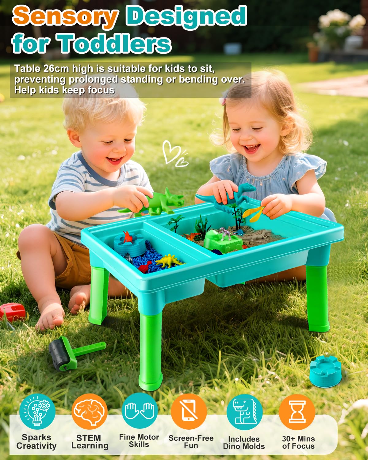 Uiopy Sandbox Kit Sand Table – Creative Sensory Play for Kids 3-5