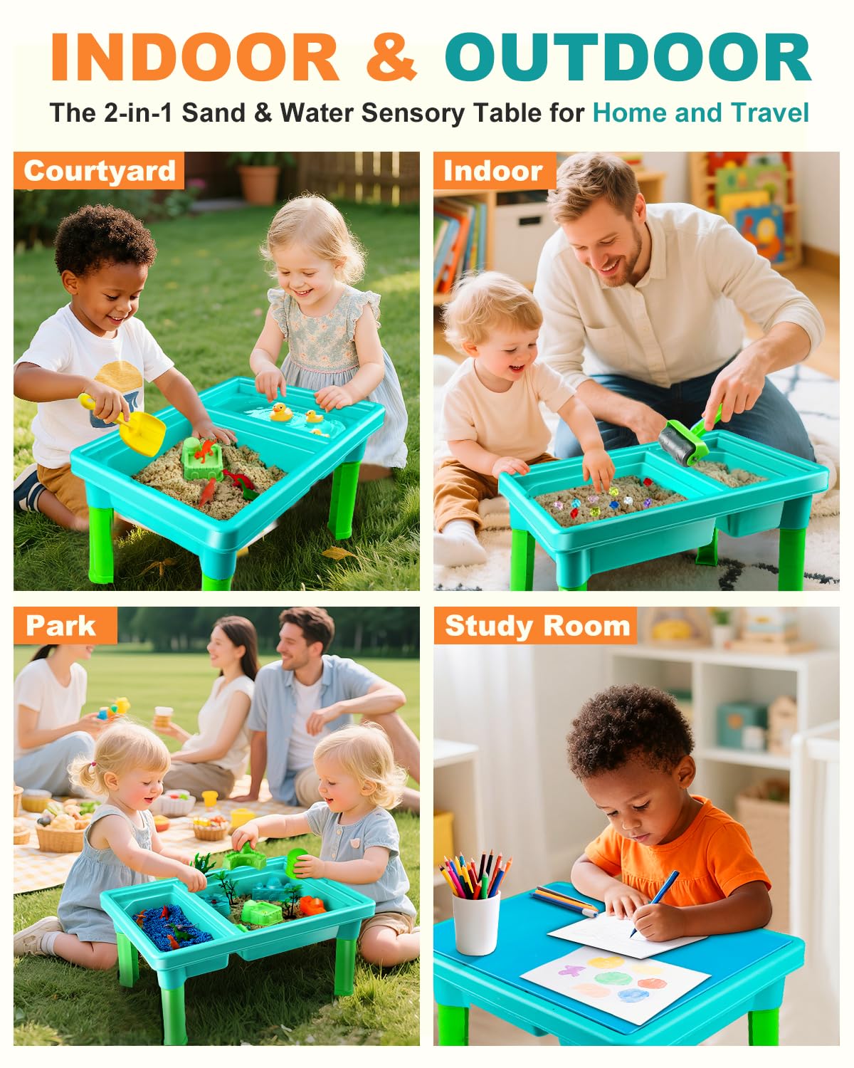 Uiopy Sandbox Kit Sand Table – Creative Sensory Play for Kids 3-5