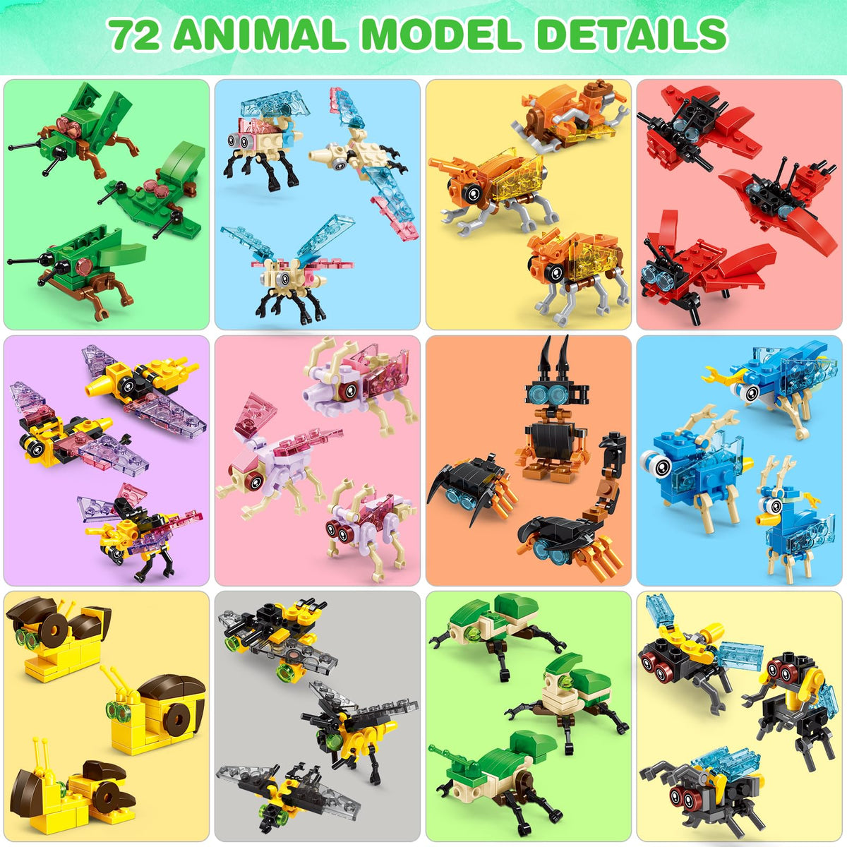 Uiqozok 24-Pack Kids Building Block Party Favors – 72 Animal Models (Ages 6+)