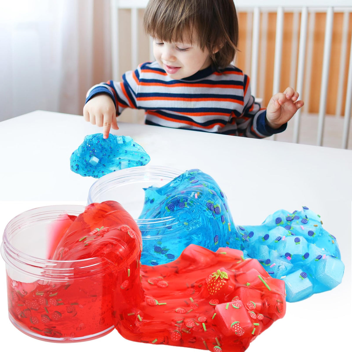 UIVIEHIR Jelly Cube Clear Slime Kit – 8 Pack Crunchy Slime for Kids