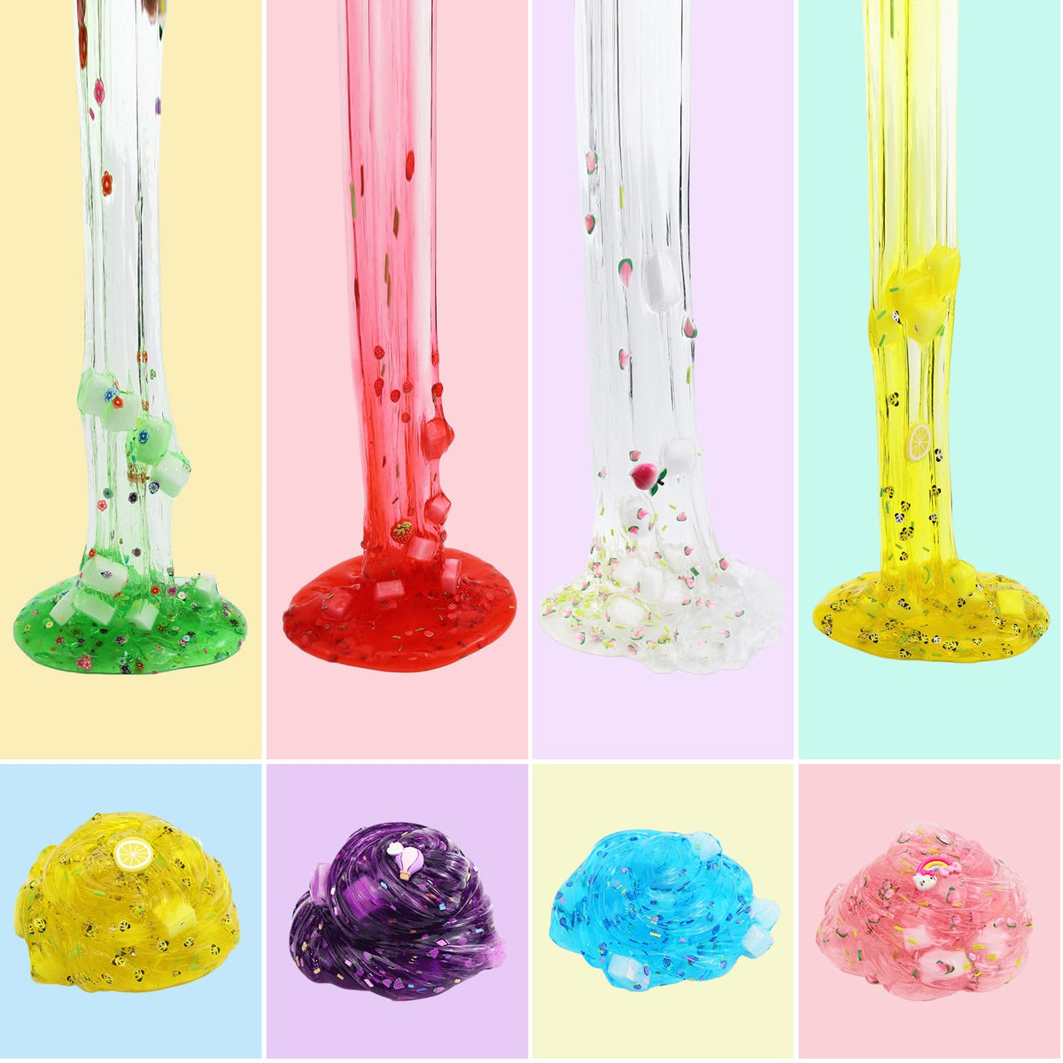 UIVIEHIR Jelly Cube Clear Slime Kit – 8 Pack Crunchy Slime for Kids