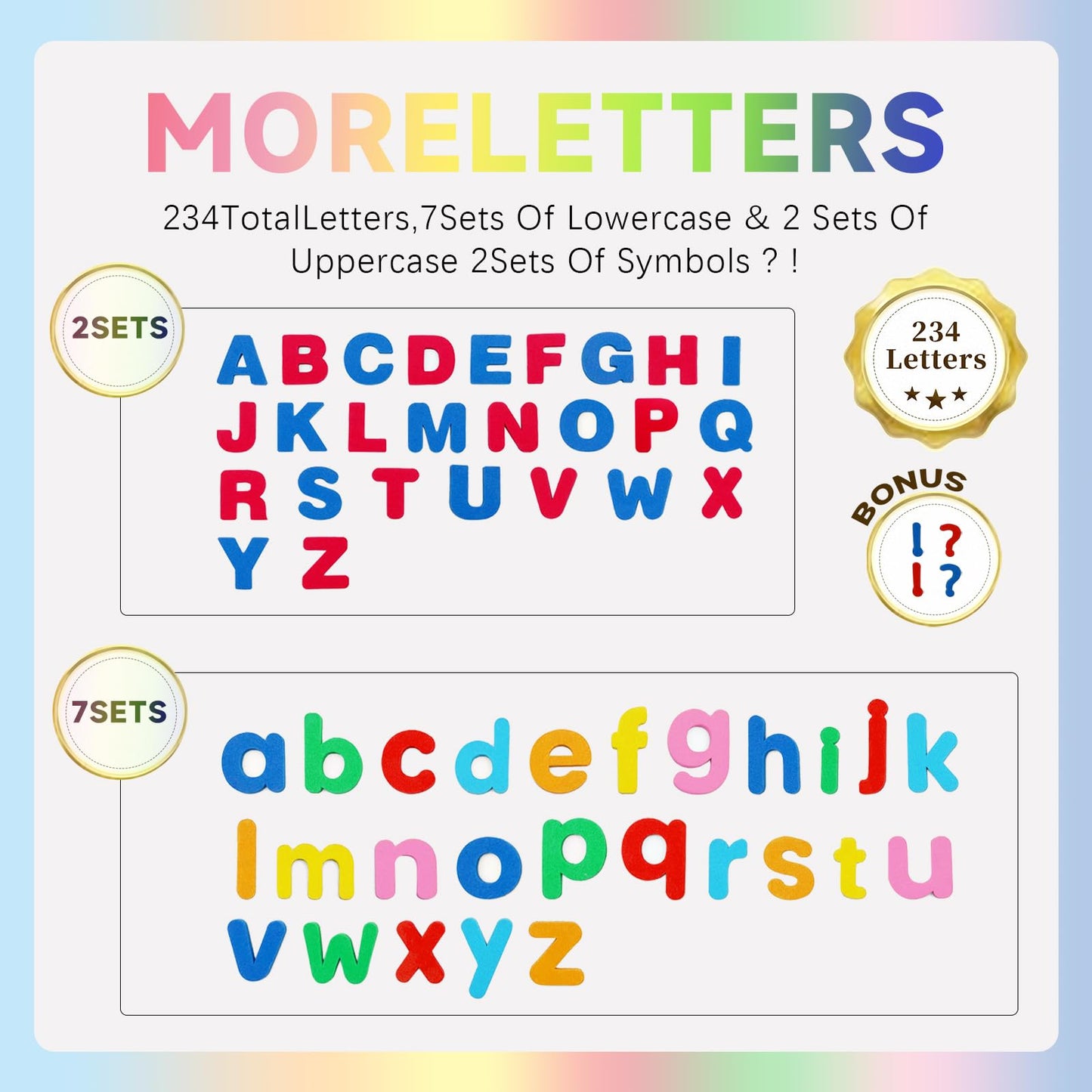 UJL Classroom Magnetic Alphabet Letters (238 Pcs) - Double-Sided Magnetic Board for Preschool & Toddler Learning