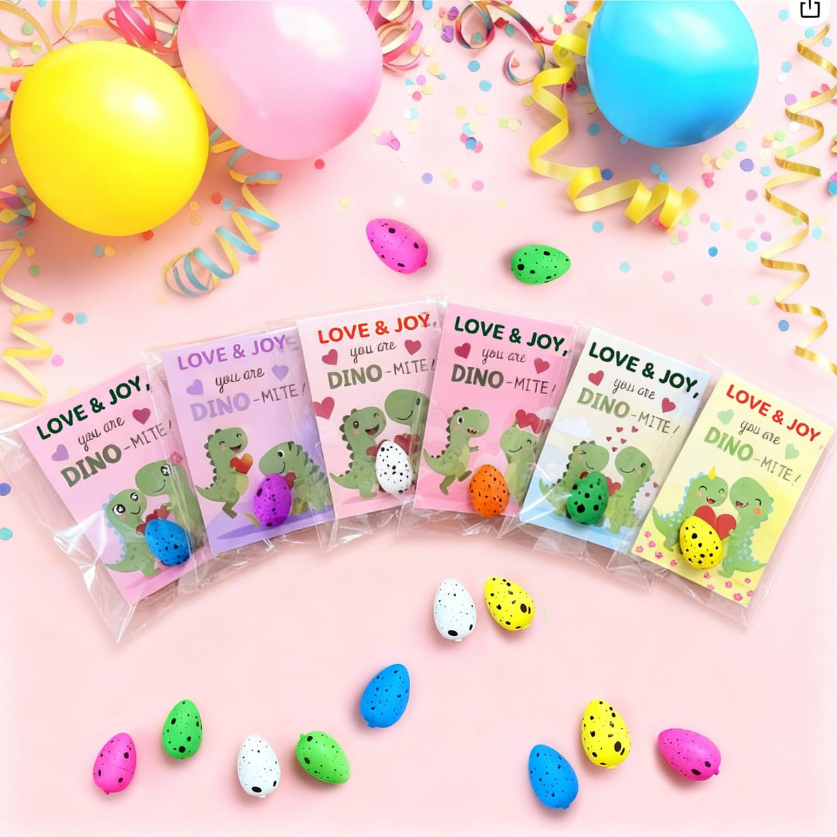 UJZJPEX 24-Pack Magic Hatching Dinosaur Eggs – Valentine Cards, Kids Gifts & Party Favors