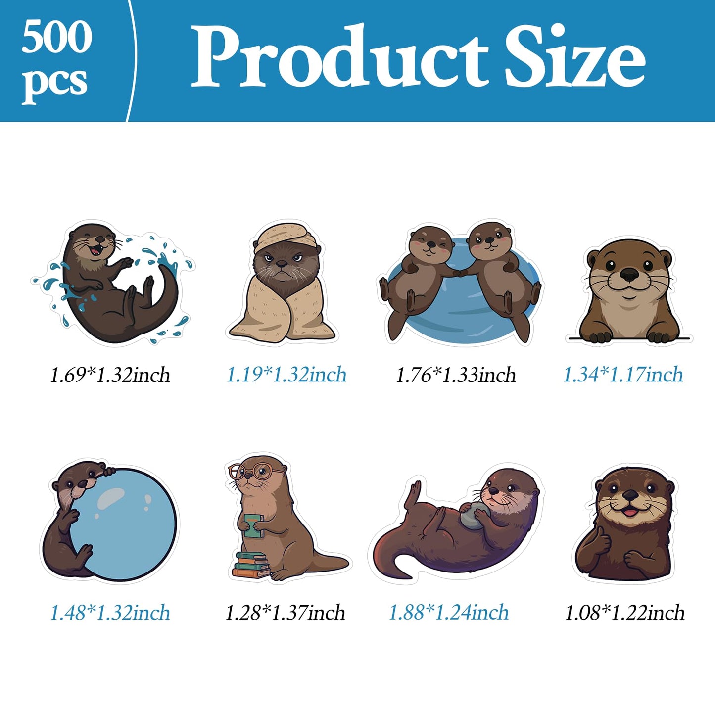 Ukudol 500 Pcs Cute Otter Sticker Roll – Waterproof Vinyl Decals for Laptops, Bottles, Luggage & More