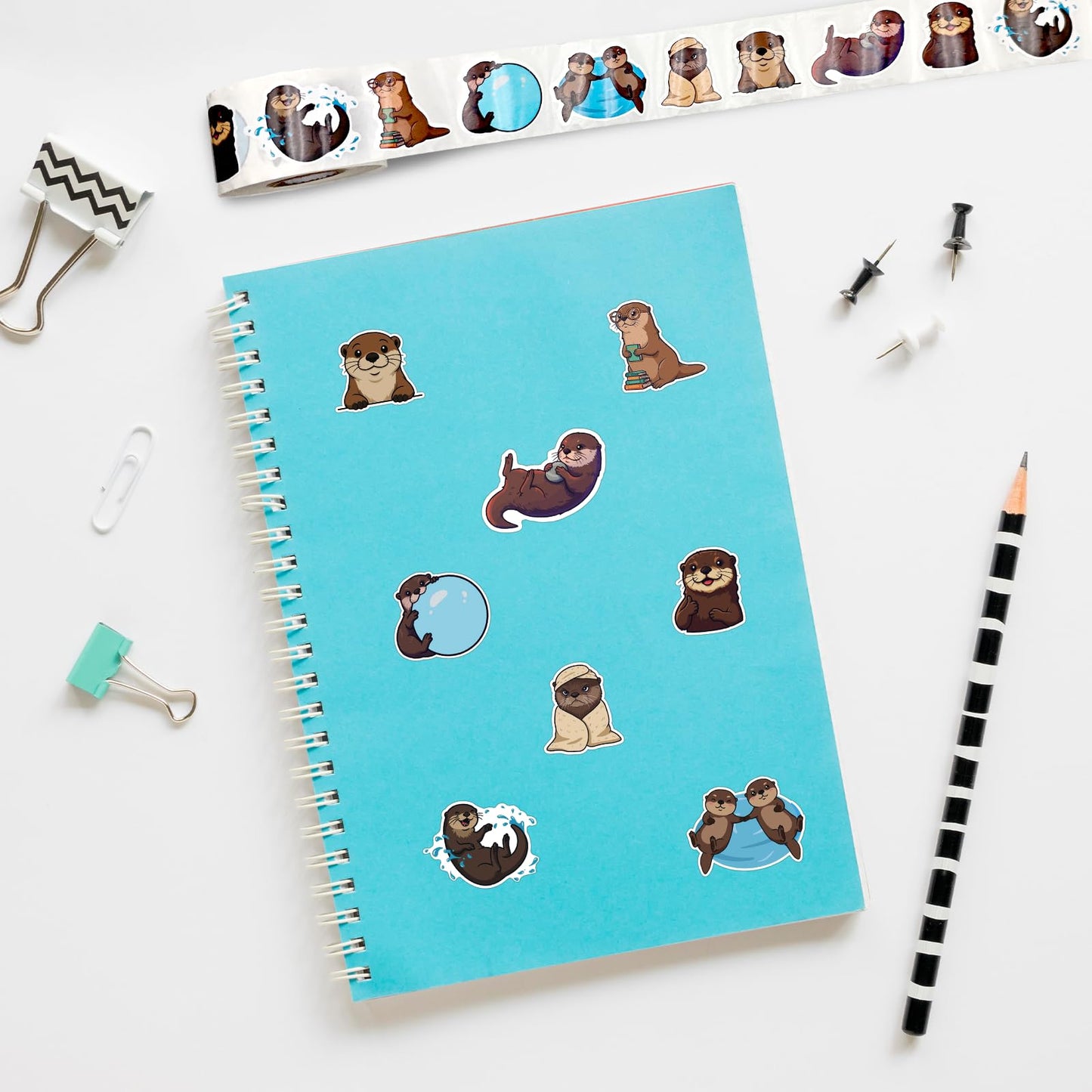 Ukudol 500 Pcs Cute Otter Sticker Roll – Waterproof Vinyl Decals for Laptops, Bottles, Luggage & More
