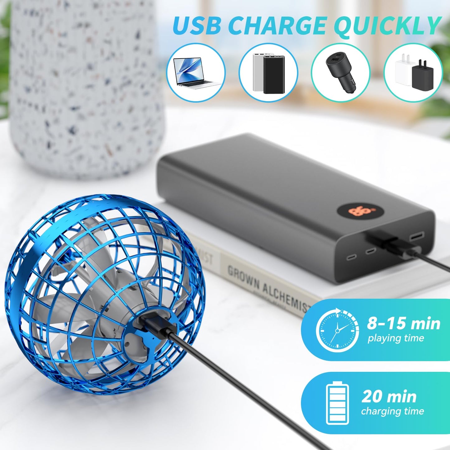 Uladis 2025 AI Flying Orb Ball – Galaxy Boomerang Hover Drone for Kids & Teens
