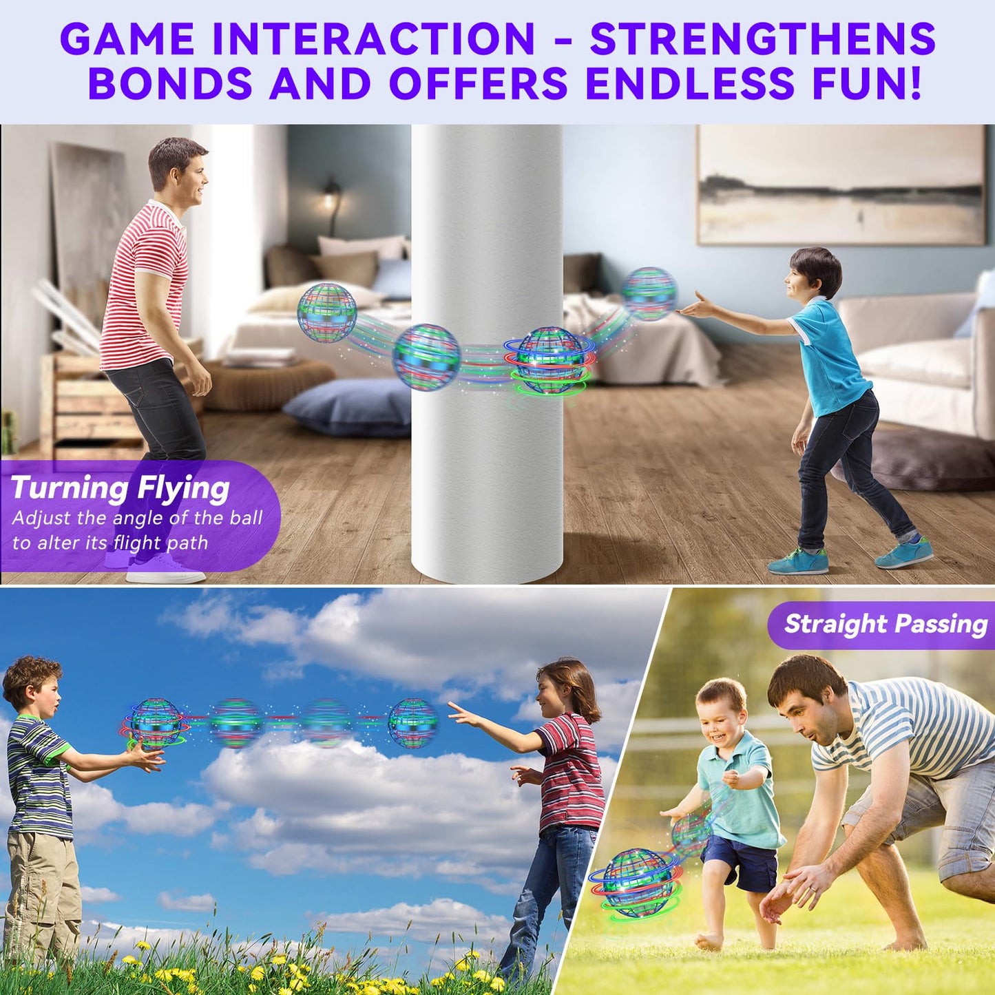 Uladis 2025 AI Flying Orb Ball – Galactic Hover Ball, Hand Drone Orbit, LED Fidget Toy