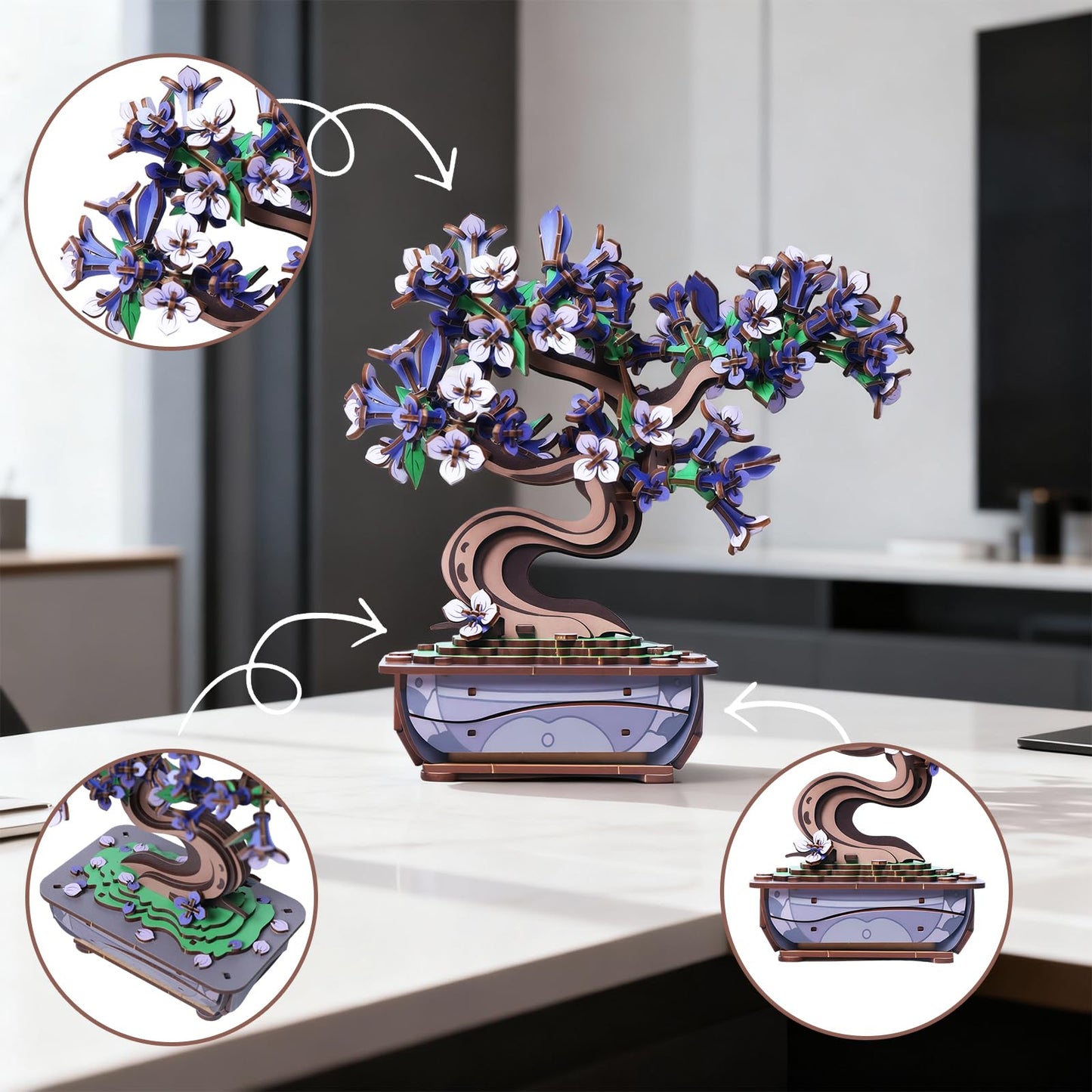 Ulieer 3D Wooden Flower Puzzle for Adults – Bonsai DIY Craft Kit & Home Decor