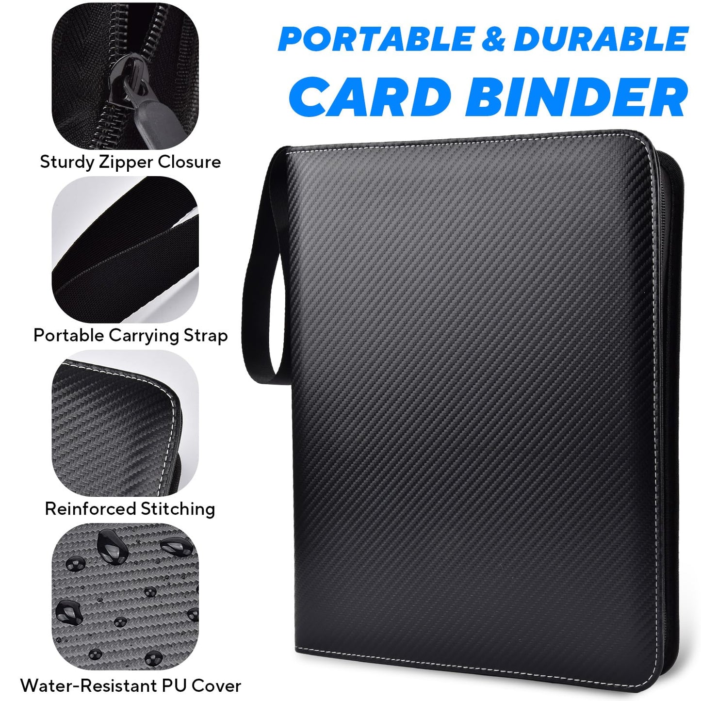 ULLTOON Portable 9-Pocket Card Binder | Holds 1080 Cards with 60 Removable Sleeves