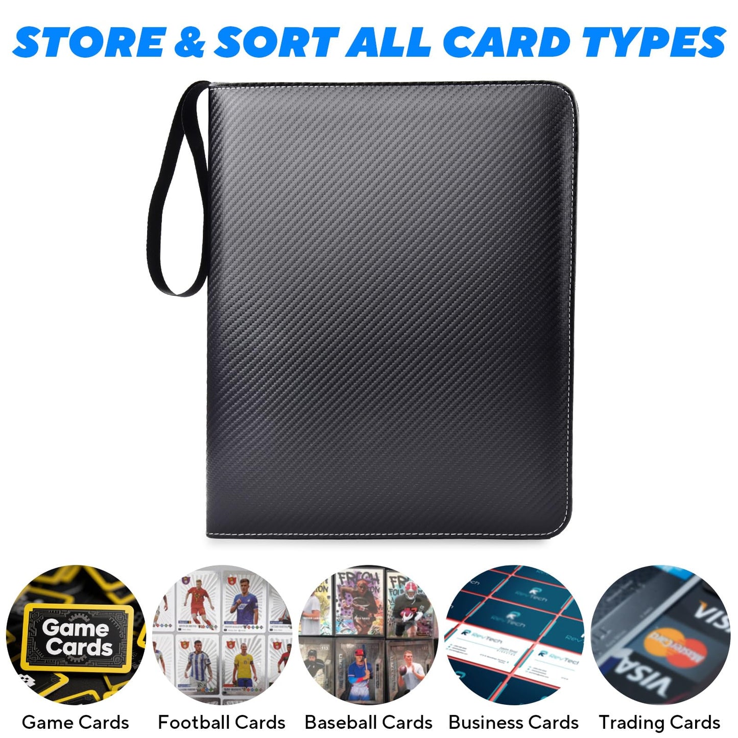 ULLTOON Portable 9-Pocket Card Binder | Holds 1080 Cards with 60 Removable Sleeves