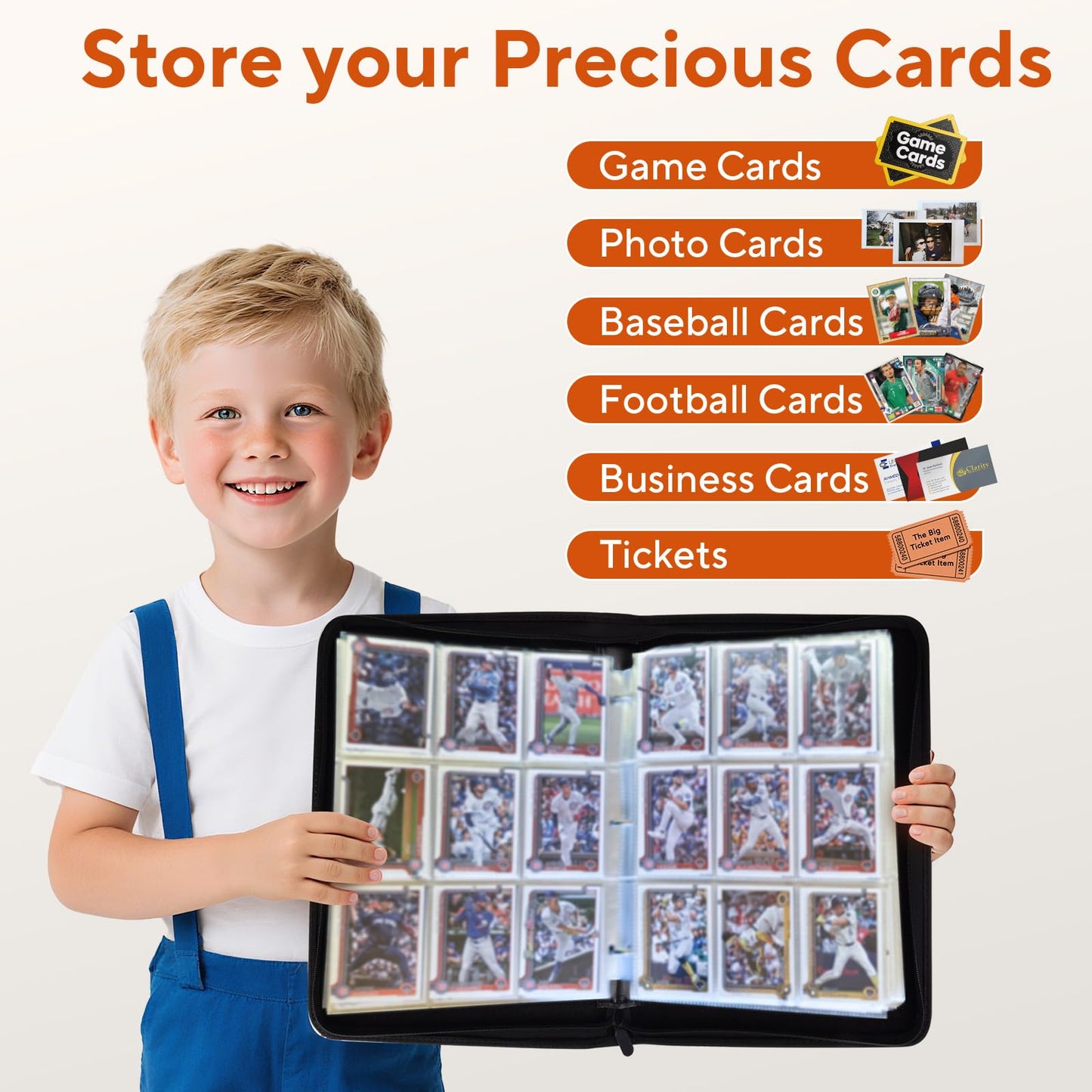ULLTOON Baseball Card Binder – 9-Pocket, 720-Cards, Zippered Portable Storage