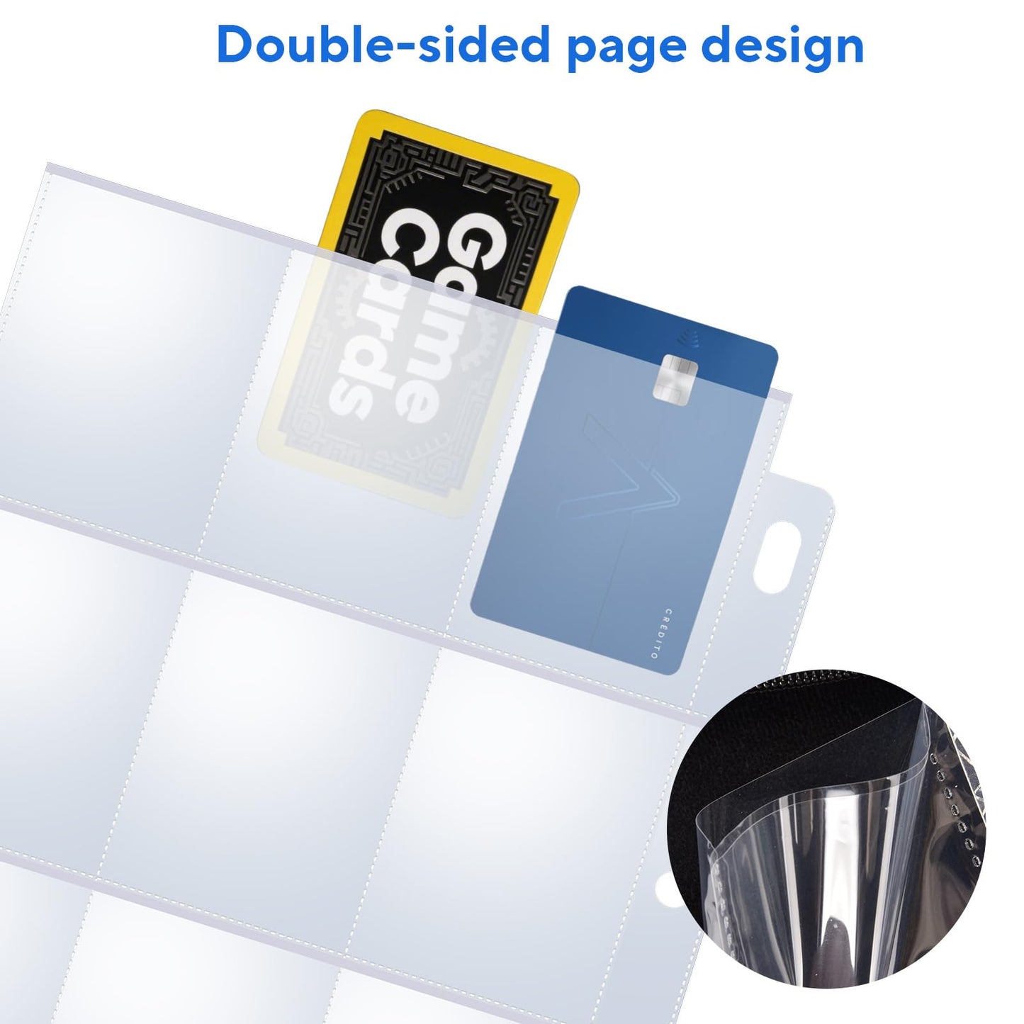ULLTOON 40-Pack 9-Pocket Double-Sided Card Sleeves – 3-Ring Binder Page Protectors for Sports, Trading & Game Cards