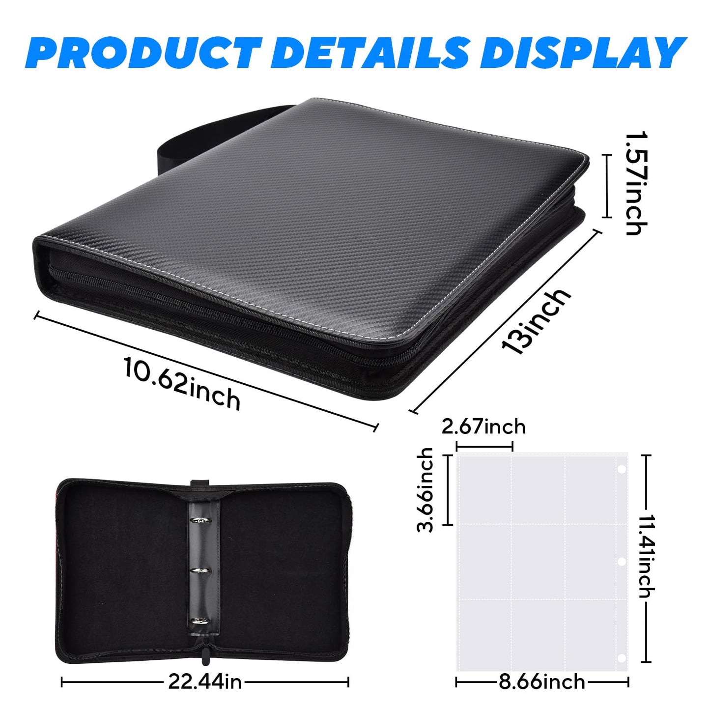 ULLTOON Portable 9-Pocket Card Binder | Holds 1080 Cards with 60 Removable Sleeves