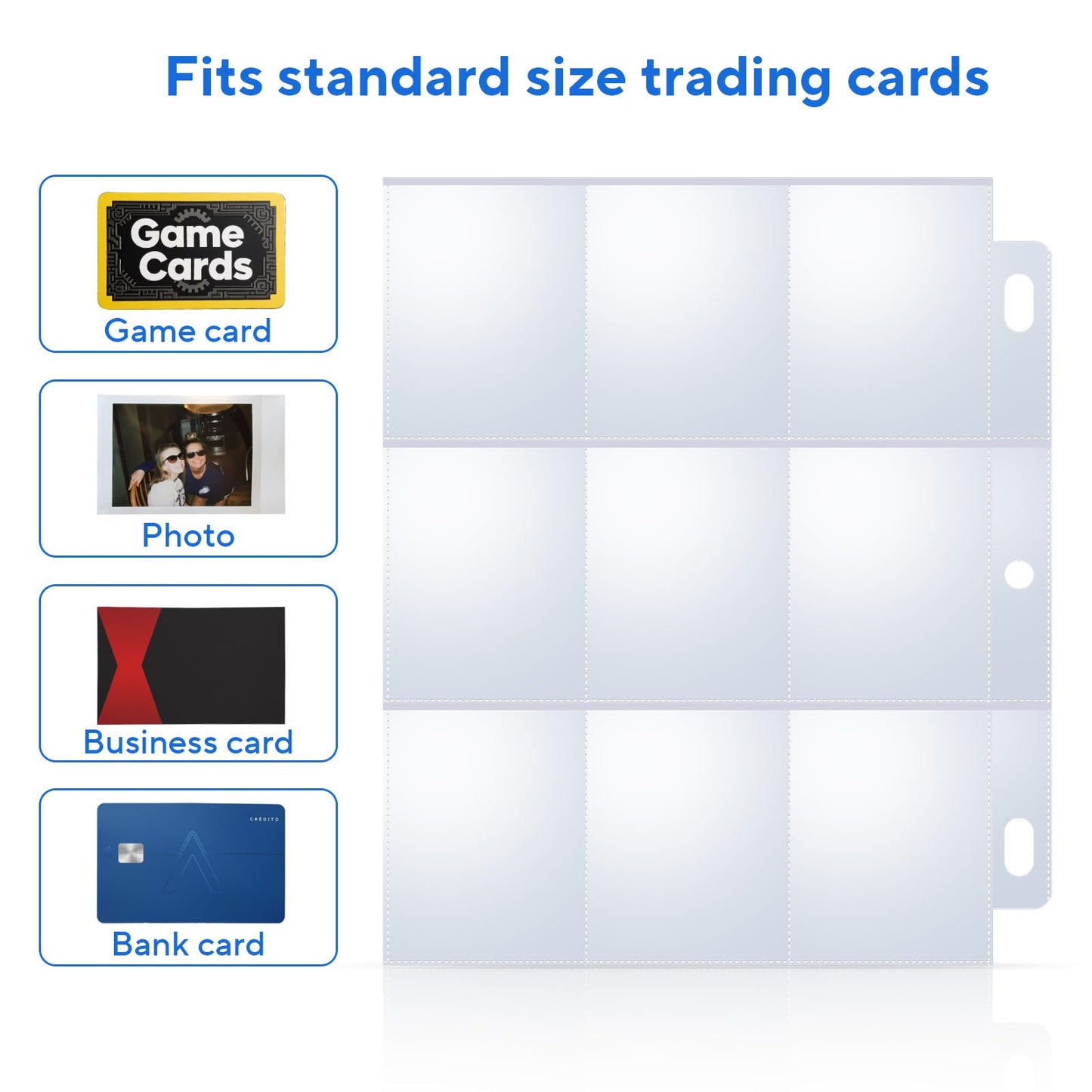 ULLTOON 40-Pack 9-Pocket Double-Sided Card Sleeves – 3-Ring Binder Page Protectors for Sports, Trading & Game Cards