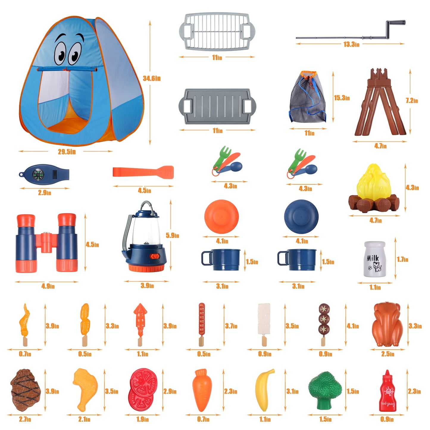 ULOVEME Kids Camping Set for 2 Toddlers — Pop-Up Tent & 34-Piece Playset