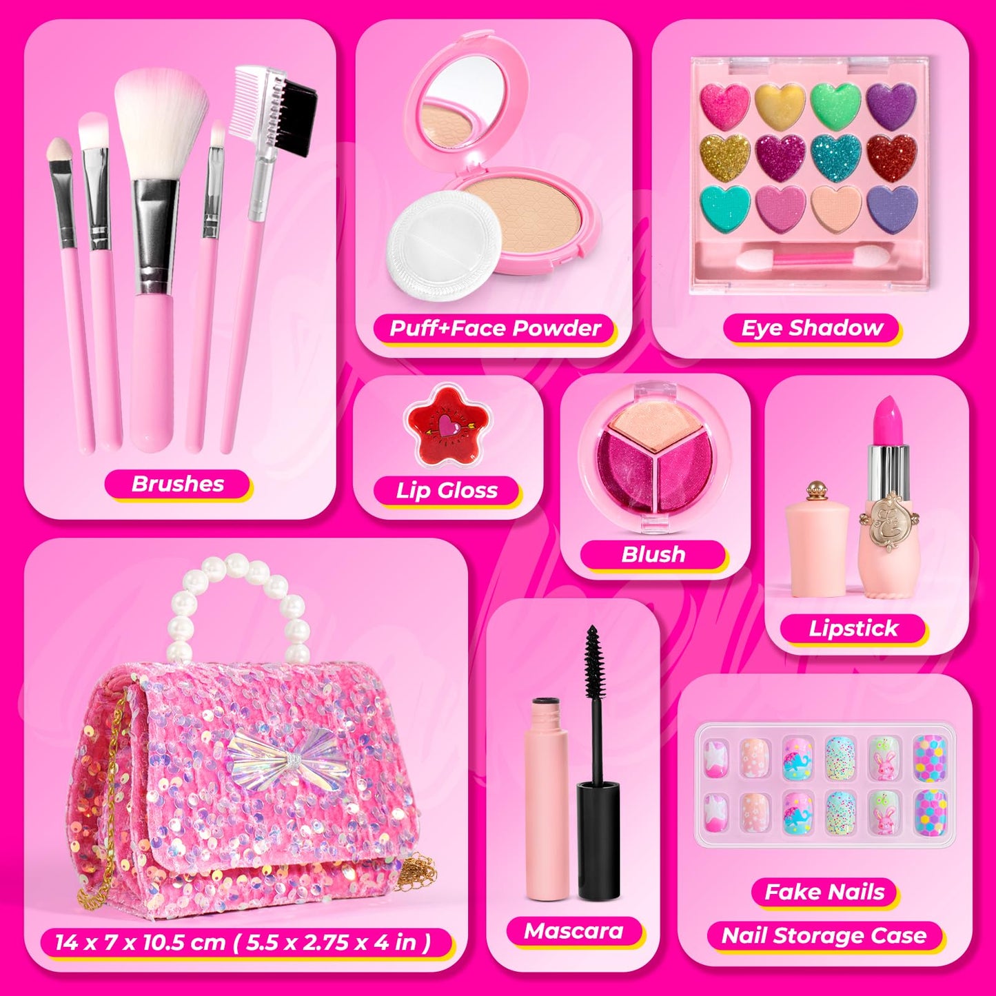 ULOVEME Kids Real Makeup Kit for Girls – Non-Toxic, Washable, Unicorn Theme with Sequin Pouch