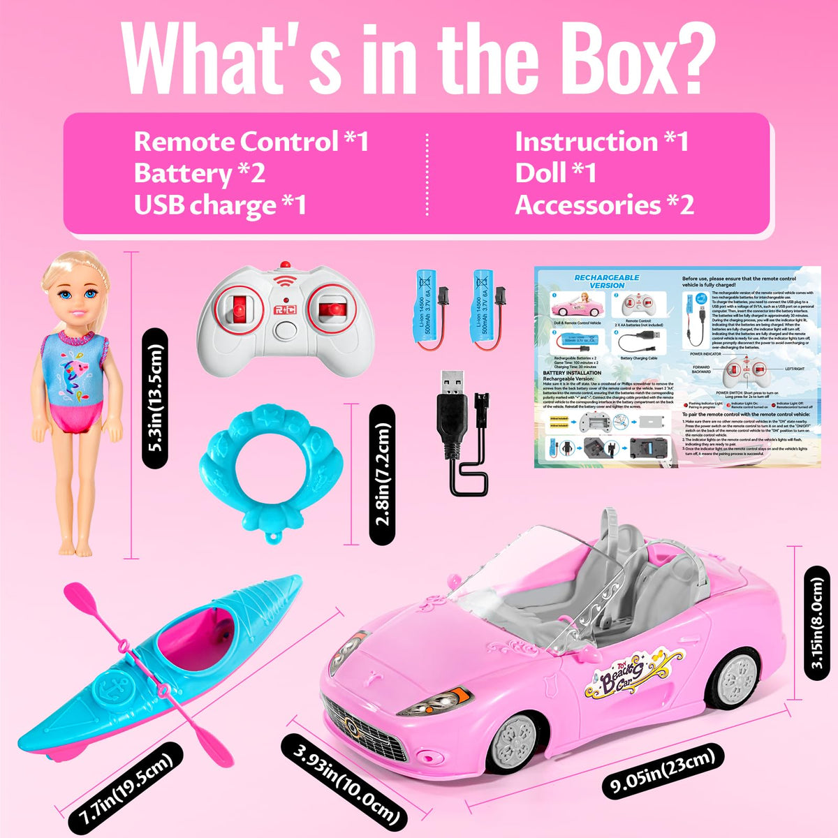 ULOVEME 2.4Ghz RC Car for Girls | 1:18 Doll Seat, 100 Min Playtime