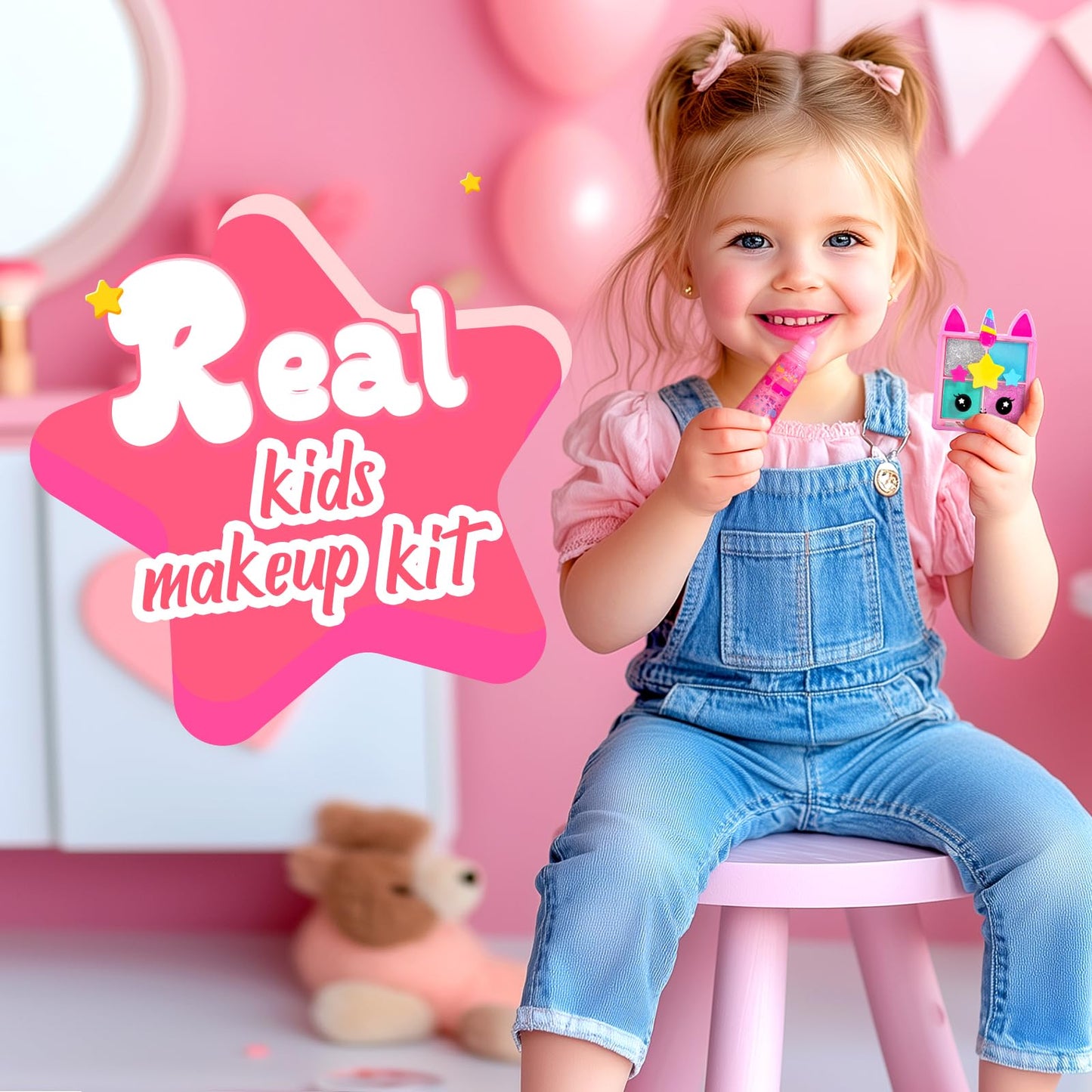 ULOVEME Kids Real Makeup Kit for Girls – Safe, Washable Unicorn Toy Makeup | Gift for Ages 3–12