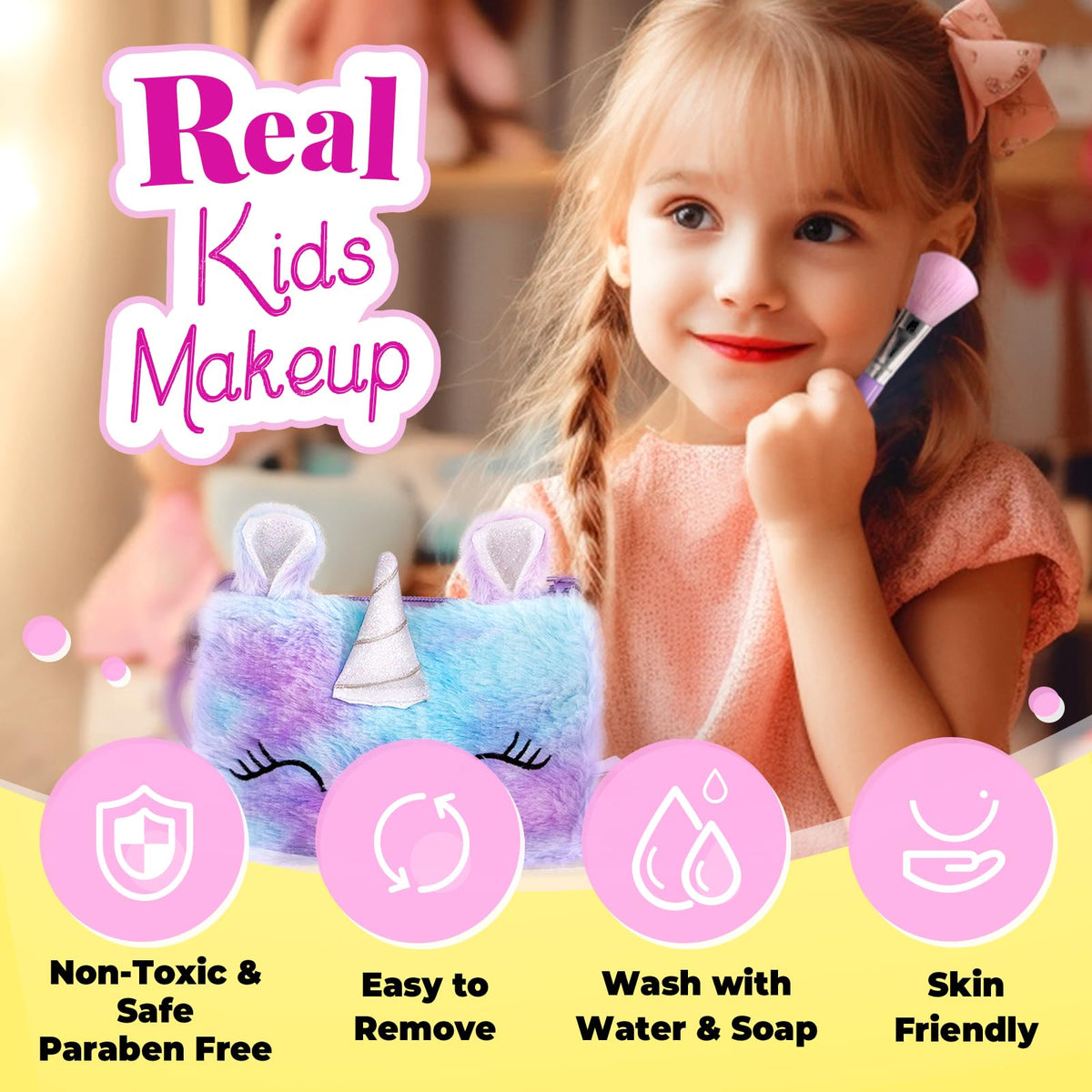 ULOVEME Kids Real Makeup Kit — Safe, Washable Unicorn Toy Makeup