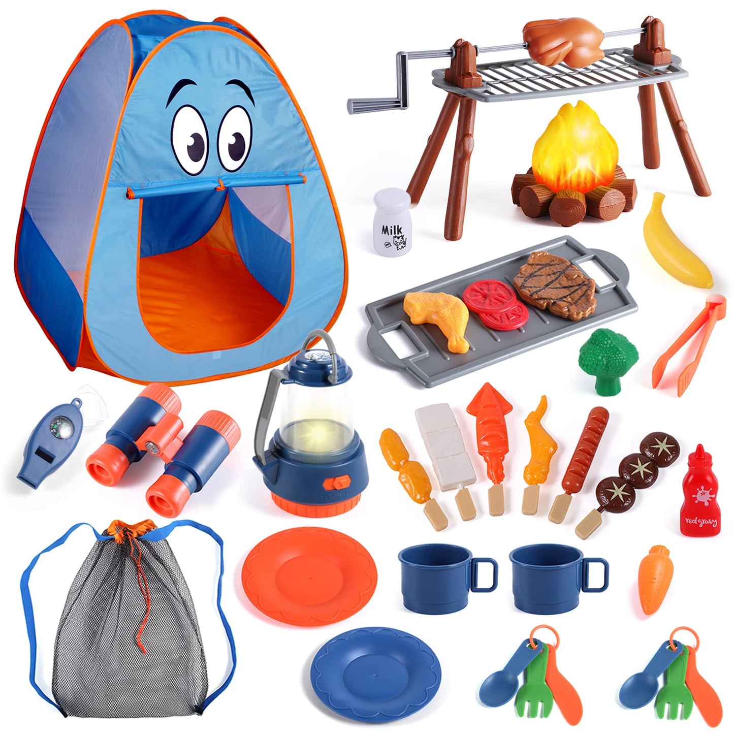 ULOVEME Kids Camping Set for 2 Toddlers — Pop-Up Tent & 34-Piece Playset