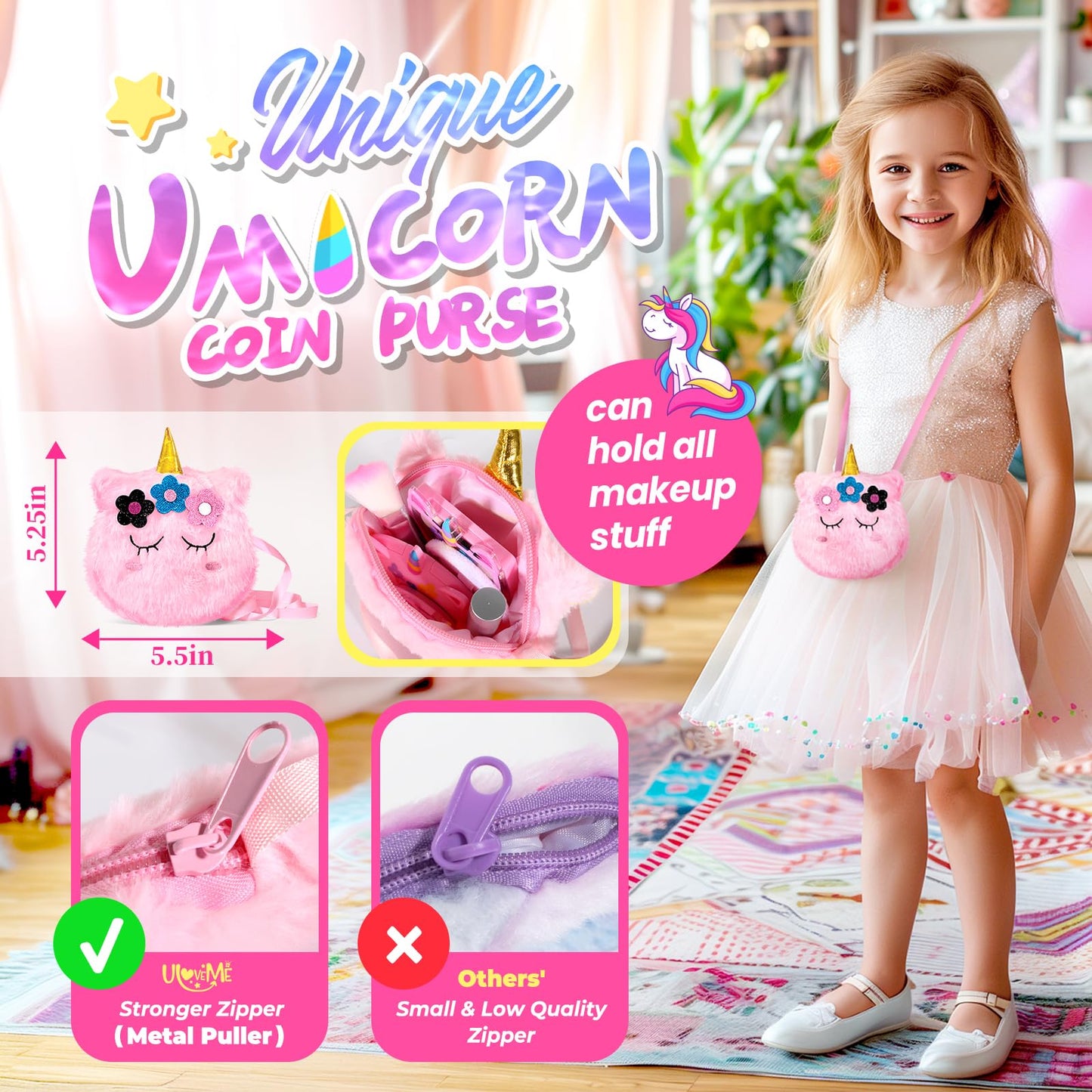 ULOVEME Kids Real Unicorn Makeup Kit - Non-Toxic, Washable Toy Makeup for Girls