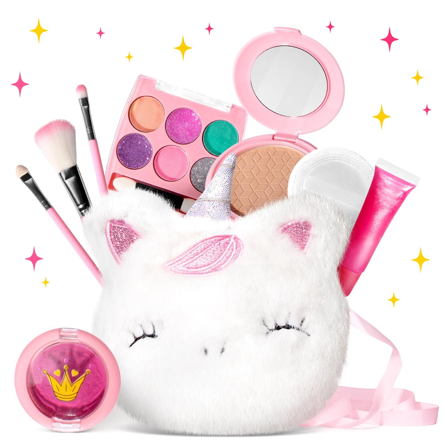 ULOVEME Kids Washable Unicorn Makeup Kit for Girls Aged 4-6 with Small Coin Purse – Real, Non-Toxic Toy Gift Set (Umicorn v2)