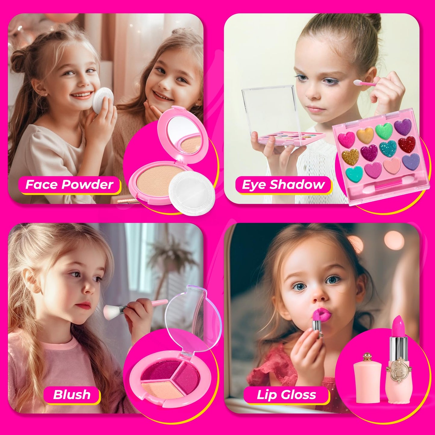 ULOVEME Kids Real Makeup Kit for Girls – Non-Toxic, Washable, Unicorn Theme with Sequin Pouch