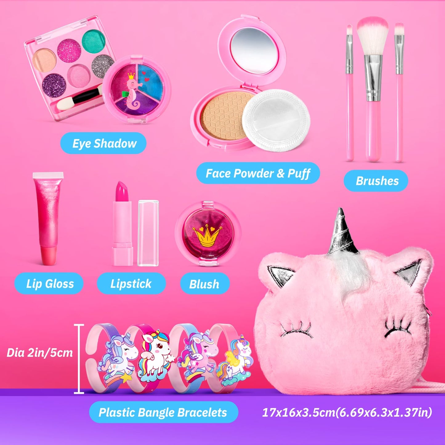 ULOVEME Kids Real Makeup Kit – Safe, Washable Unicorn-Themed Toy Makeup for Girls
