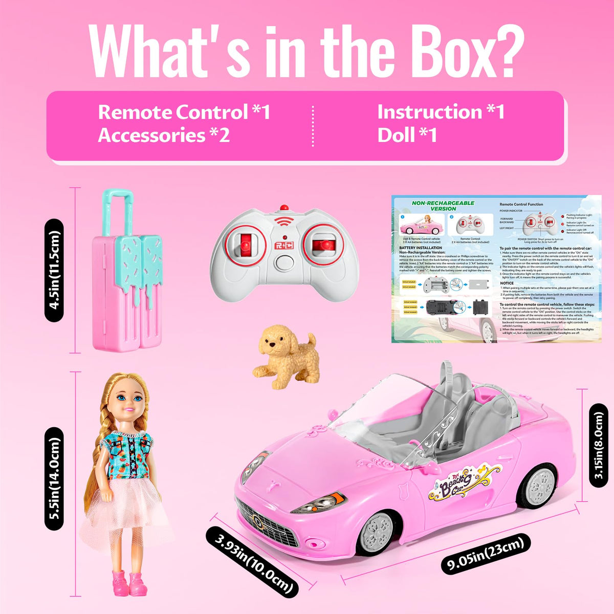 ULOVEME 2.4GHz RC Car for Girls – 1:18 Pink Doll Seat & Easy Control