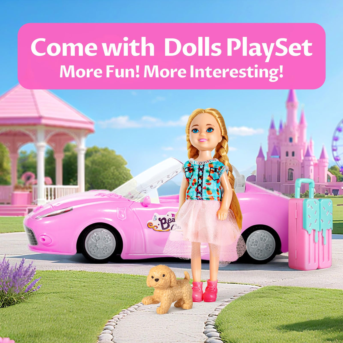 ULOVEME 2.4GHz RC Car for Girls – 1:18 Pink Doll Seat & Easy Control