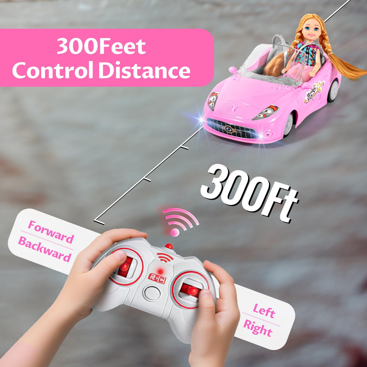 ULOVEME 2.4GHz RC Car for Girls – 1:18 Pink Doll Seat & Easy Control