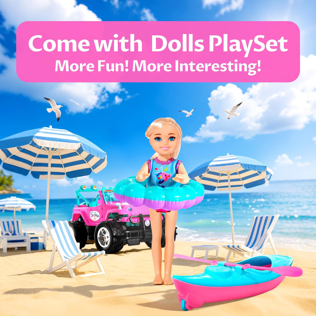 ULOVEME 2.4Ghz RC Car for Girls | 1:18 Doll Seat, 100 Min Playtime