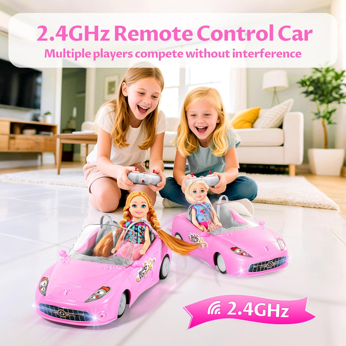ULOVEME 2.4GHz RC Car for Girls – 1:18 Pink Doll Seat & Easy Control