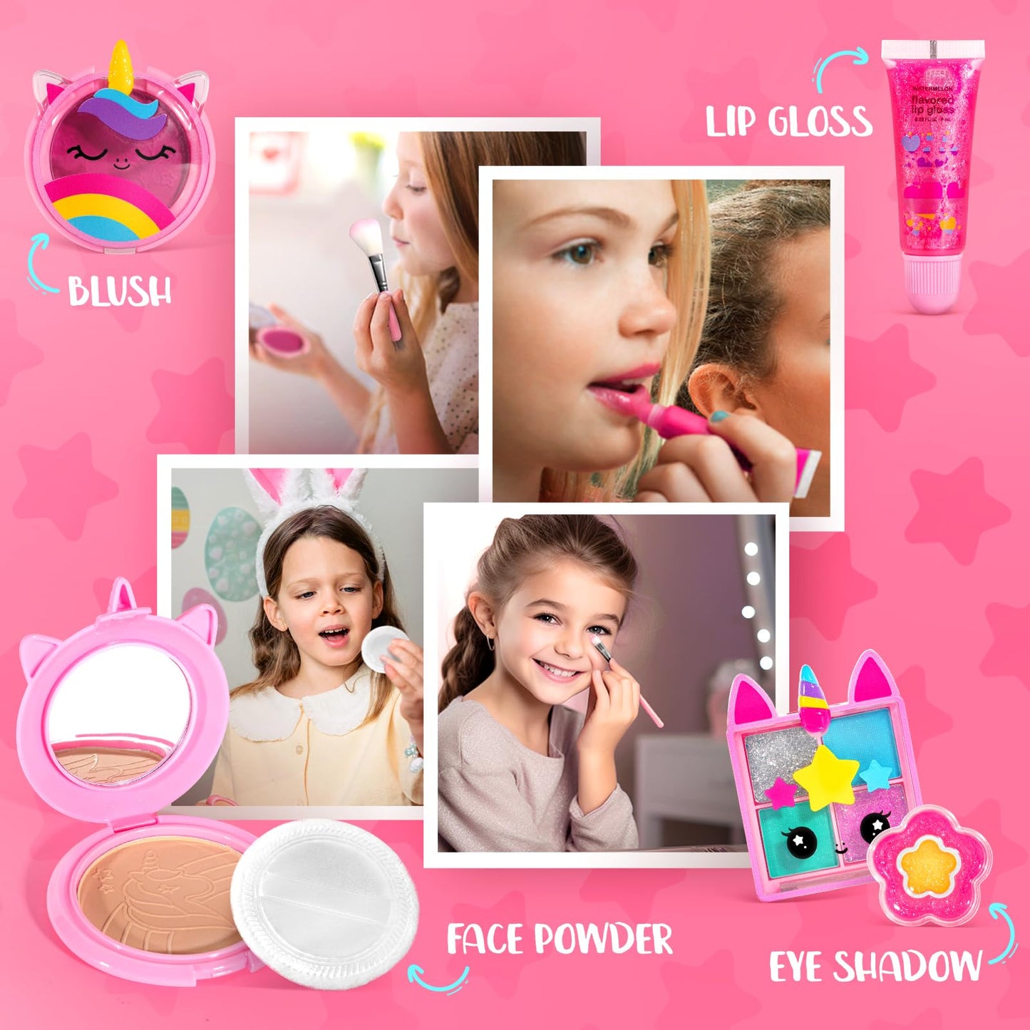 ULOVEME Kids Real Makeup Kit for Girls – Safe, Washable Unicorn Toy Makeup | Gift for Ages 3–12