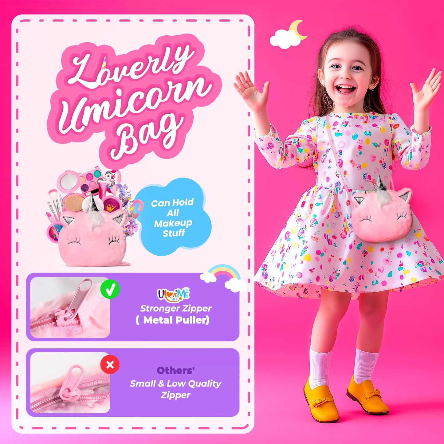 ULOVEME Kids Real Makeup Kit – Safe, Washable Unicorn-Themed Toy Makeup for Girls