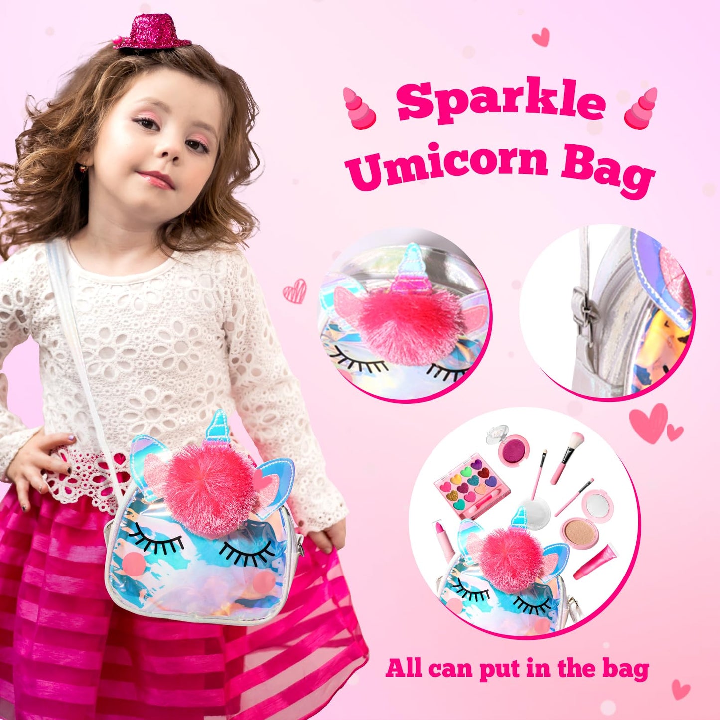 ULOVEME Kids Real Makeup Kit – Non-Toxic, Washable Unicorn Toy Gift (Sparkle Umicorn)