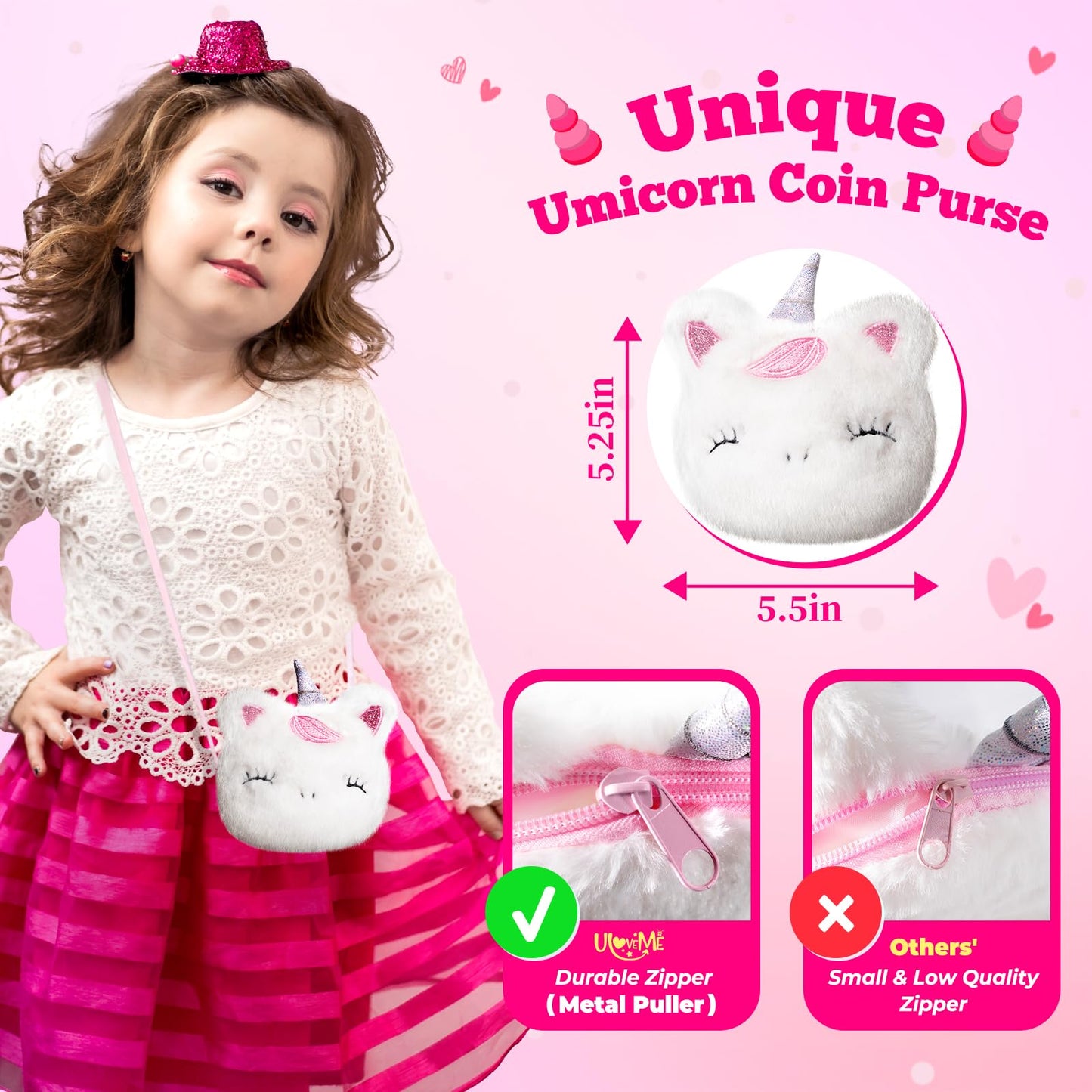 ULOVEME Kids Washable Unicorn Makeup Kit for Girls Aged 4-6 with Small Coin Purse – Real, Non-Toxic Toy Gift Set (Umicorn v2)
