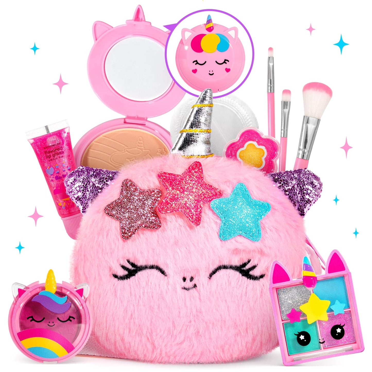 ULOVEME Kids Real Makeup Kit for Girls – Safe, Washable Unicorn Toy Makeup | Gift for Ages 3–12