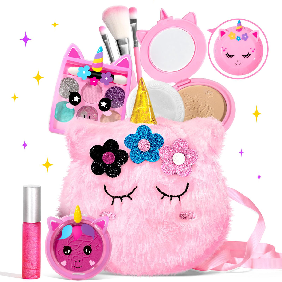 ULOVEME Kids Real Unicorn Makeup Kit - Non-Toxic, Washable Toy Makeup for Girls