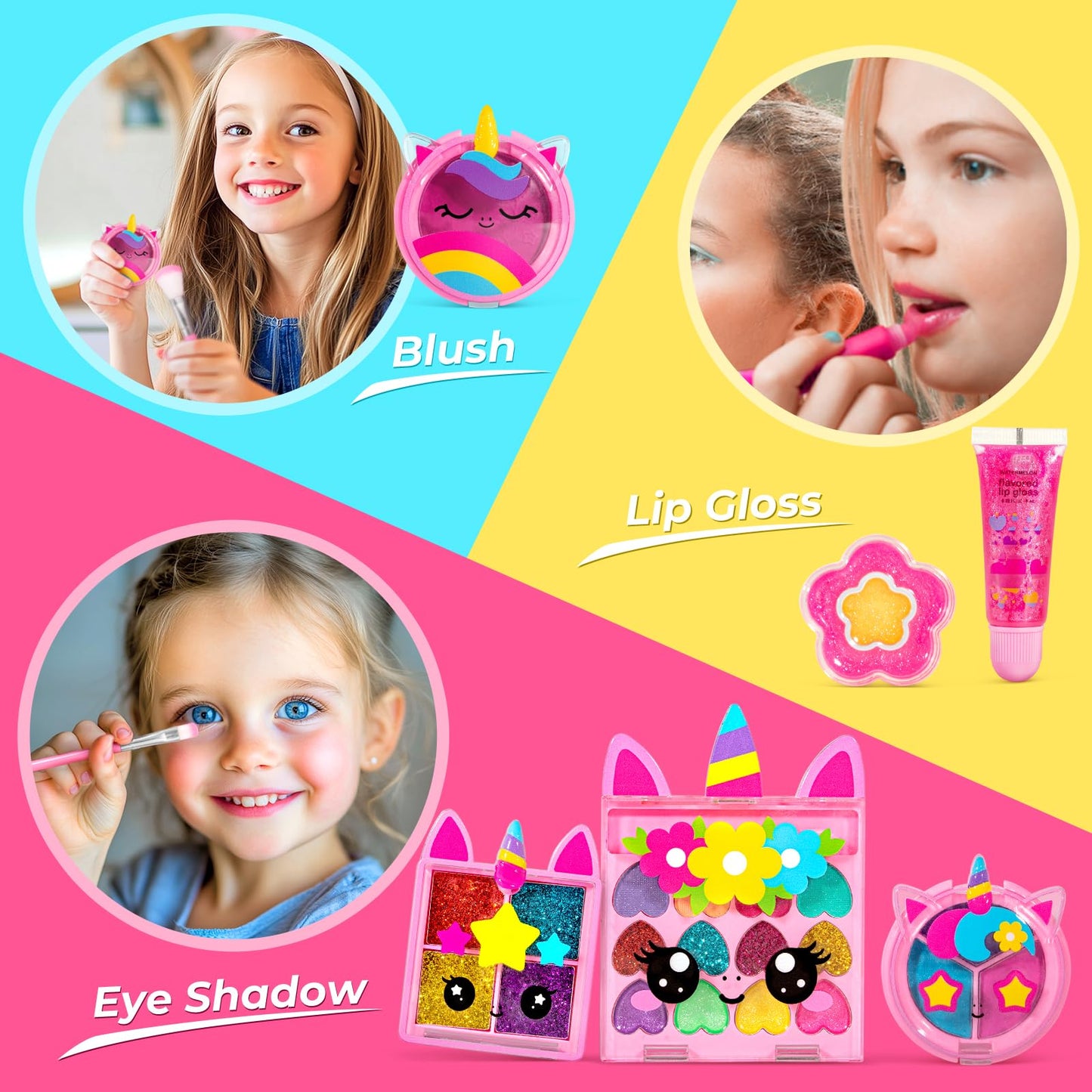 ULOVEME Kids Real Makeup Kit – Non-Toxic, Washable Unicorn Toy Gift (Heart Purse)
