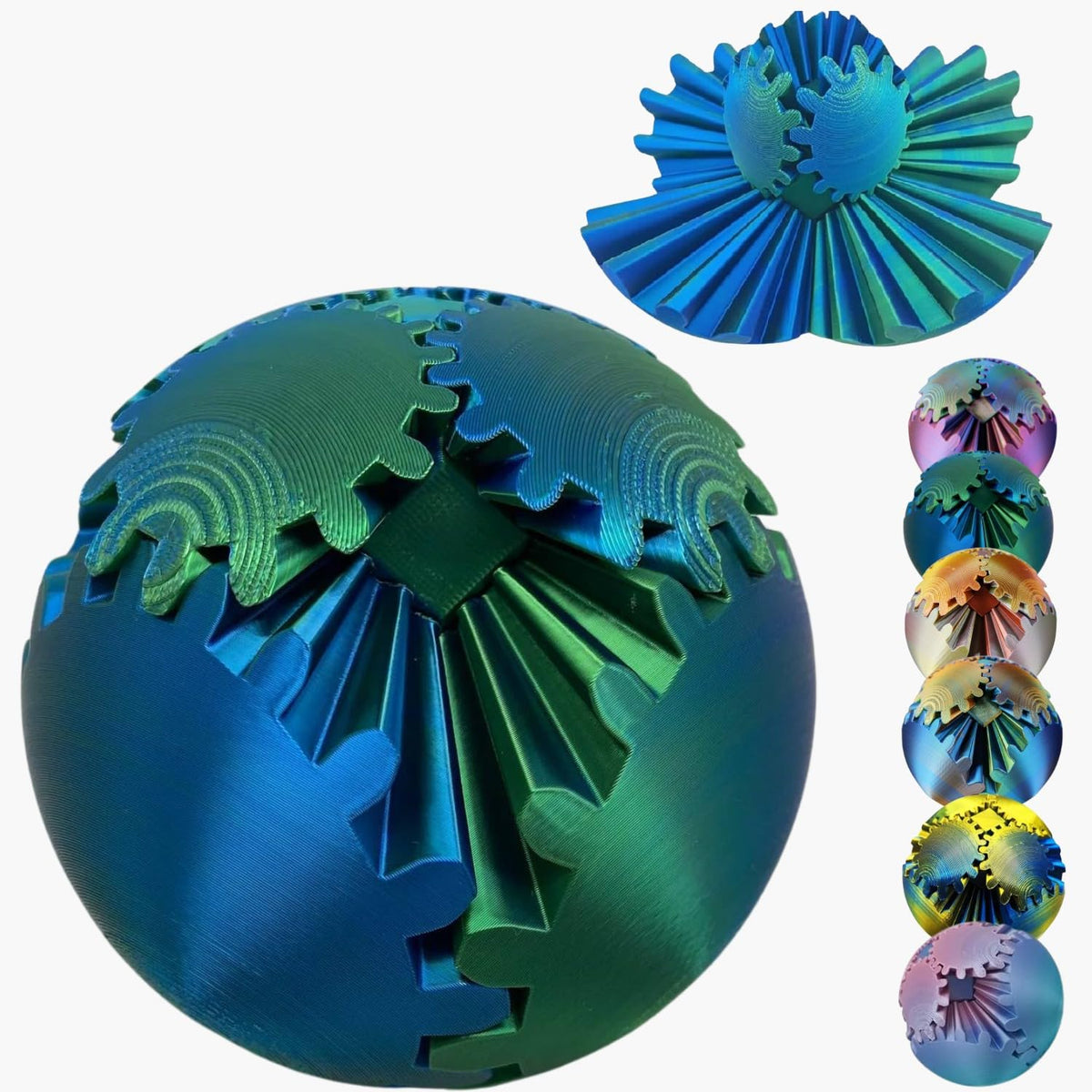 ULTHOOL Gear Ball 3D Printed Spin Toy — Fidget Gear Sphere for Focus & Stress Relief