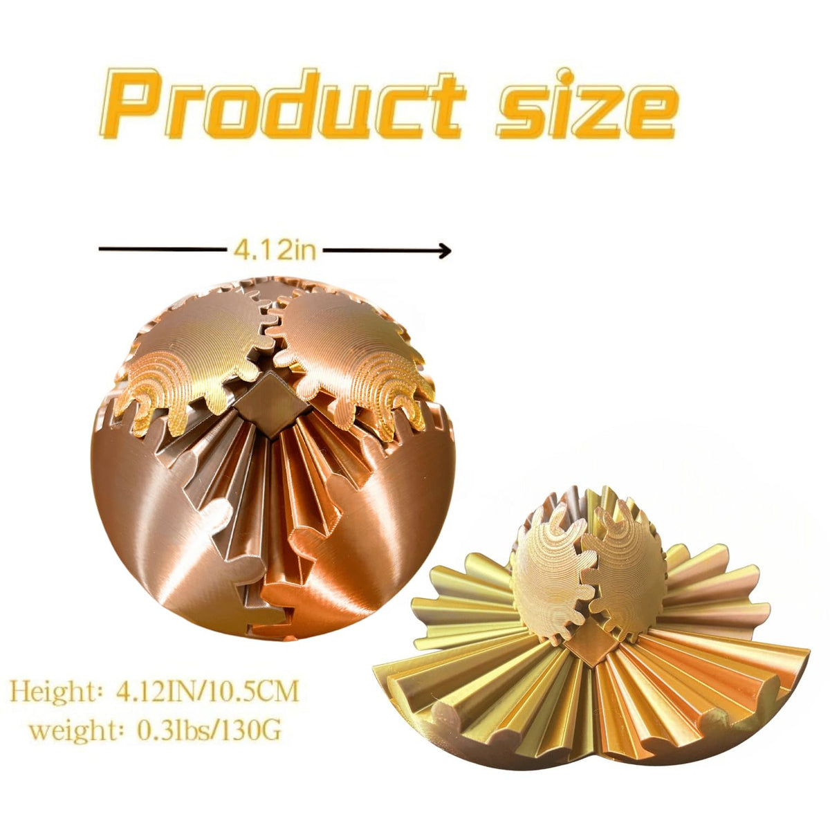 ULTHOOL Gear Ball: 3D Printed Spin Ball Fidget Toy for Focus & Stress Relief