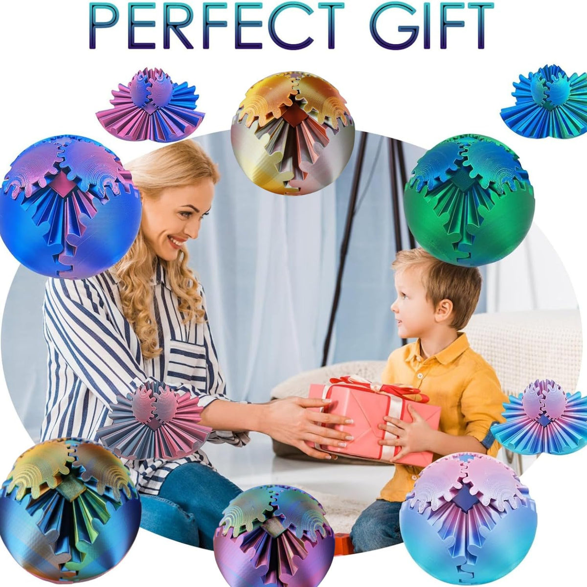 ULTHOOL Gear Ball 3D Printed Spin Toy — Fidget Gear Sphere for Focus & Stress Relief
