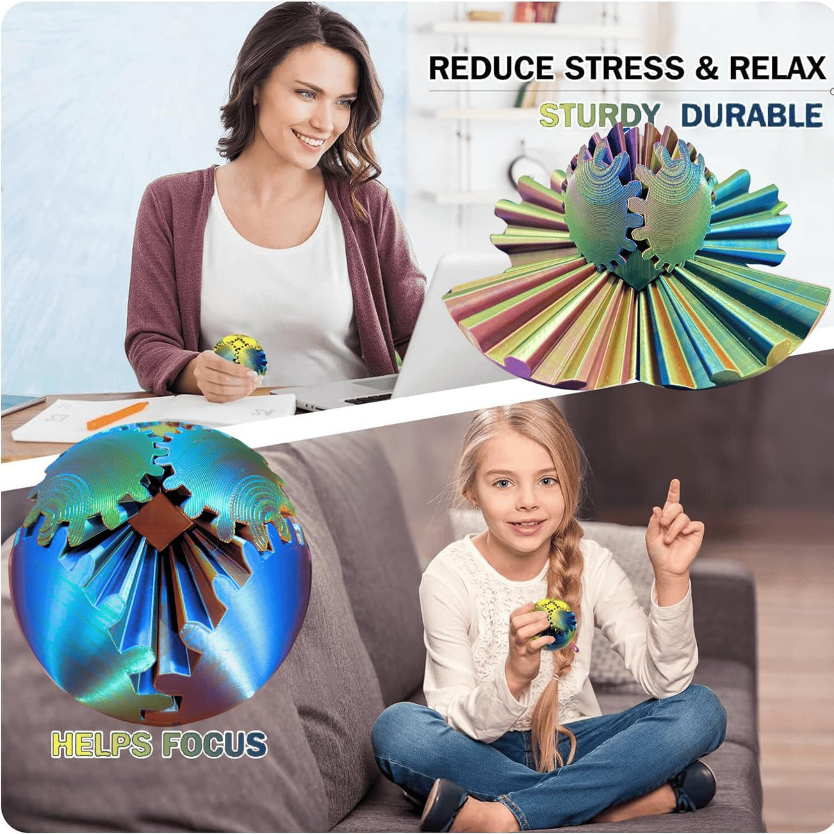ULTHOOL Gear Ball – 3D Printed Spin Fidget Toy for Focus and Relaxation