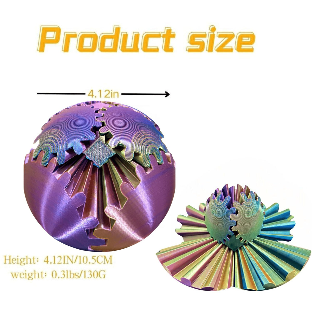 ULTHOOL Gear Ball – 3D Printed Gear Sphere Fidget Toy for Focus, Stress Relief & Portable Fun