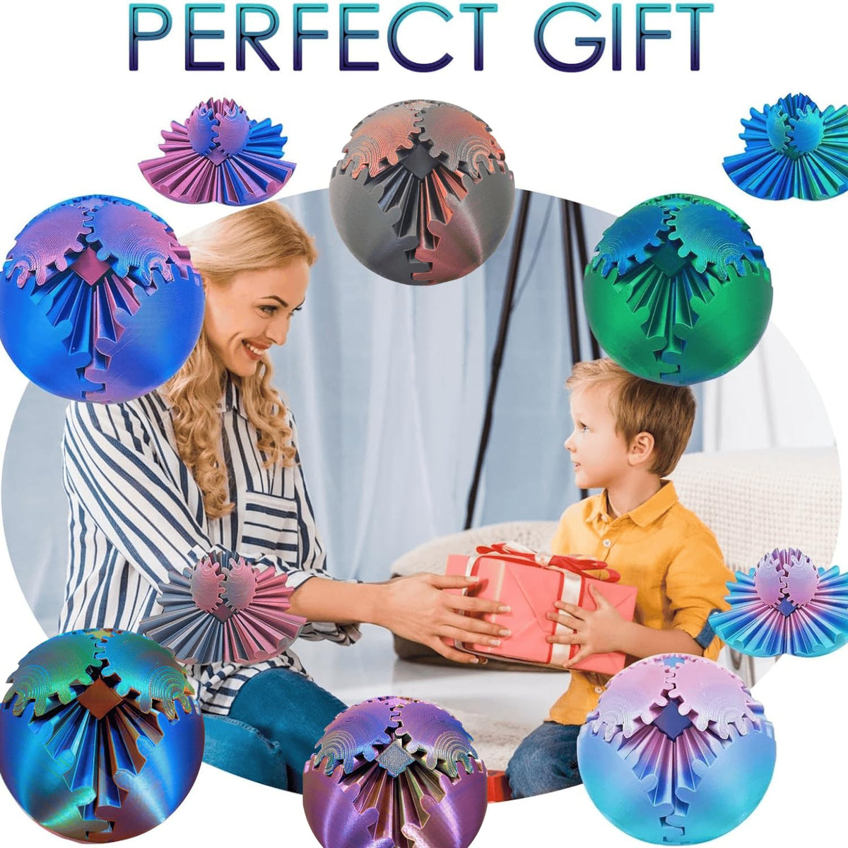 ULTHOOL Gear Ball – 3D Printed Gear Sphere Fidget Toy for Focus, Stress Relief & Portable Fun