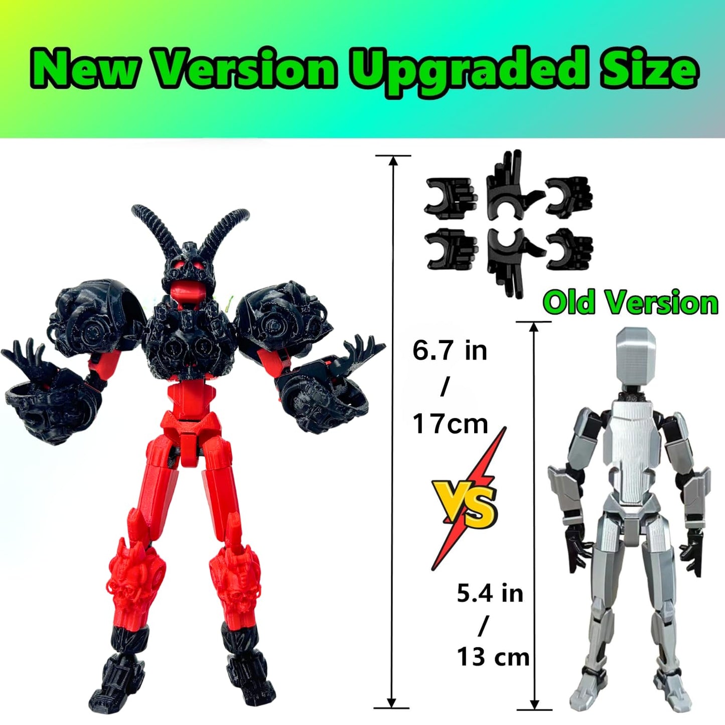 ULTHOOL Titan 13 Action Figure – Fully Articulated 3D-Printed Robot (Red & Black)