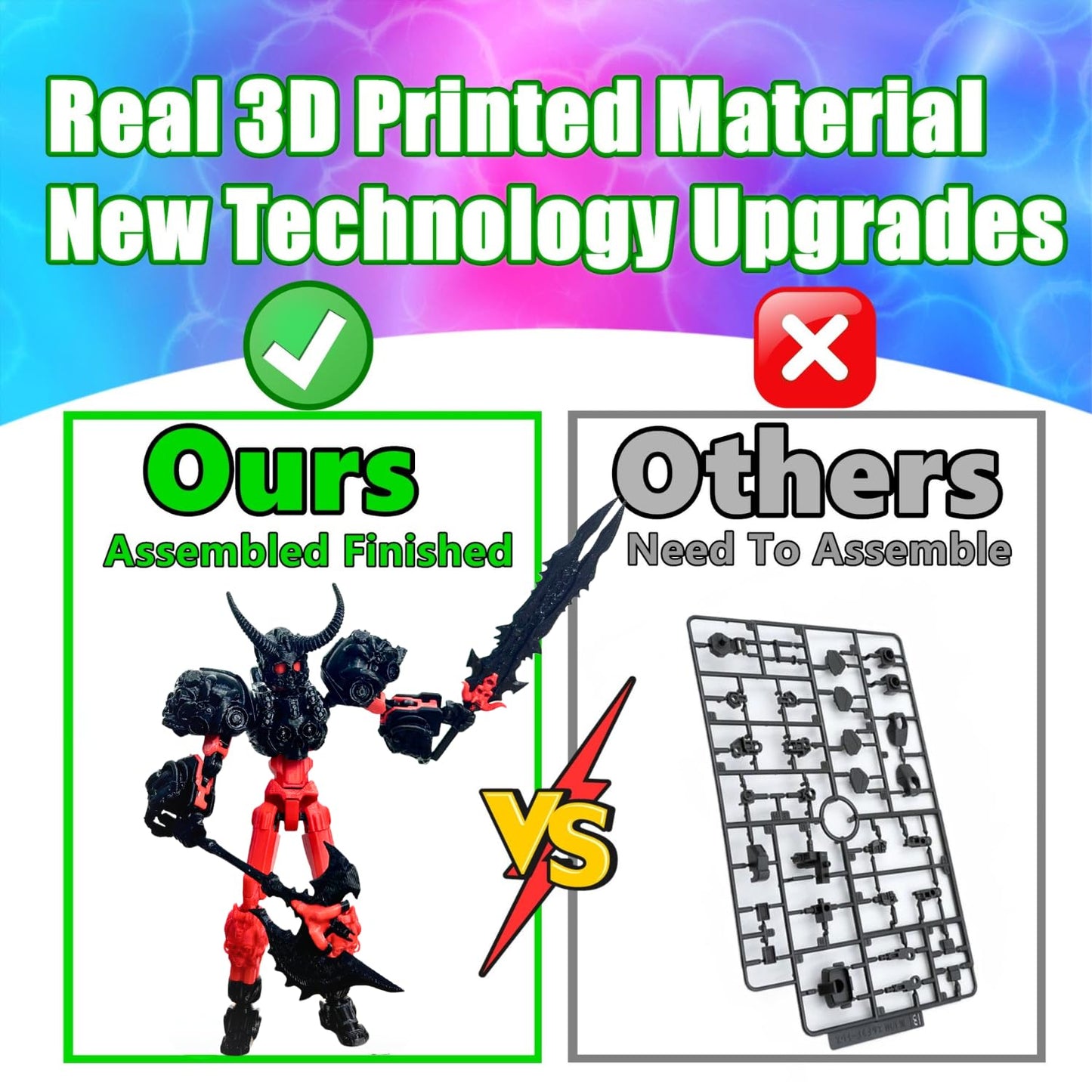 ULTHOOL Titan 13 Action Figure – Fully Articulated 3D-Printed Robot (Red & Black)