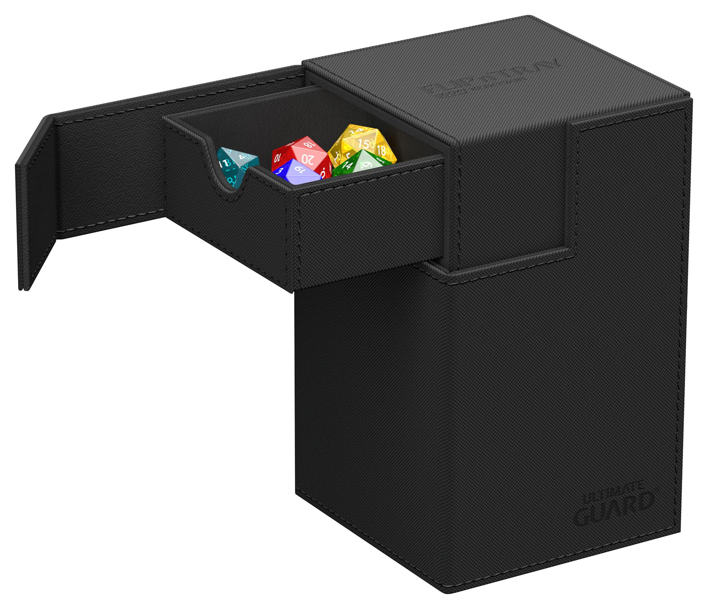 Ultimate Guard Flip'n'Tray 100+ Deck Case – 100 Double-Sleeved Cards + Dice Tray, Black