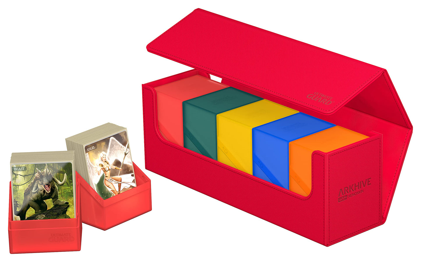 Ultimate Guard Arkhive 400+ Deck Case | 400 Double-Sleeved / 500 Single-Sleeved, Red, Magnetic Closure
